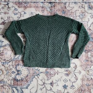 Vintage Gap Womens Cotton Green Popcorn Knit Pullover Chunky Crewneck Sweater Lg